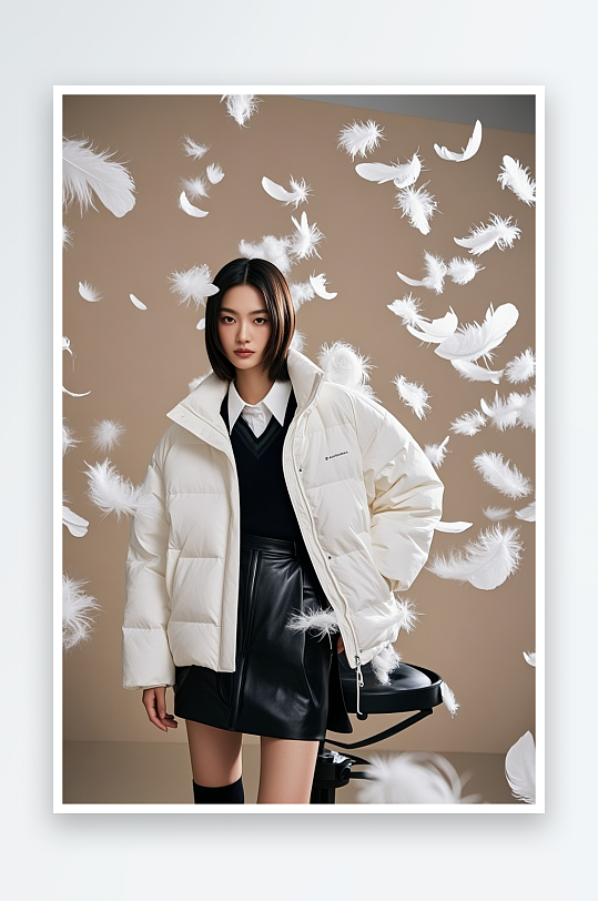 美女冬季服饰羽绒服棉衣人物摄影图-众图网