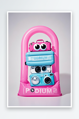 相机膨胀风电商购物卡通模型插画