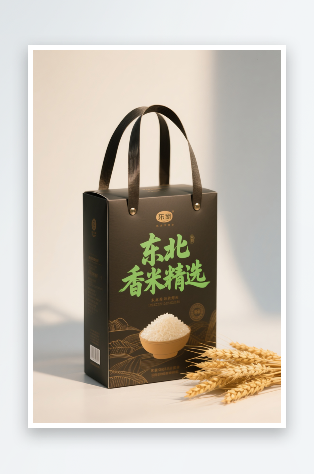 精致大米米饭包装礼盒设计样机摄影图素材