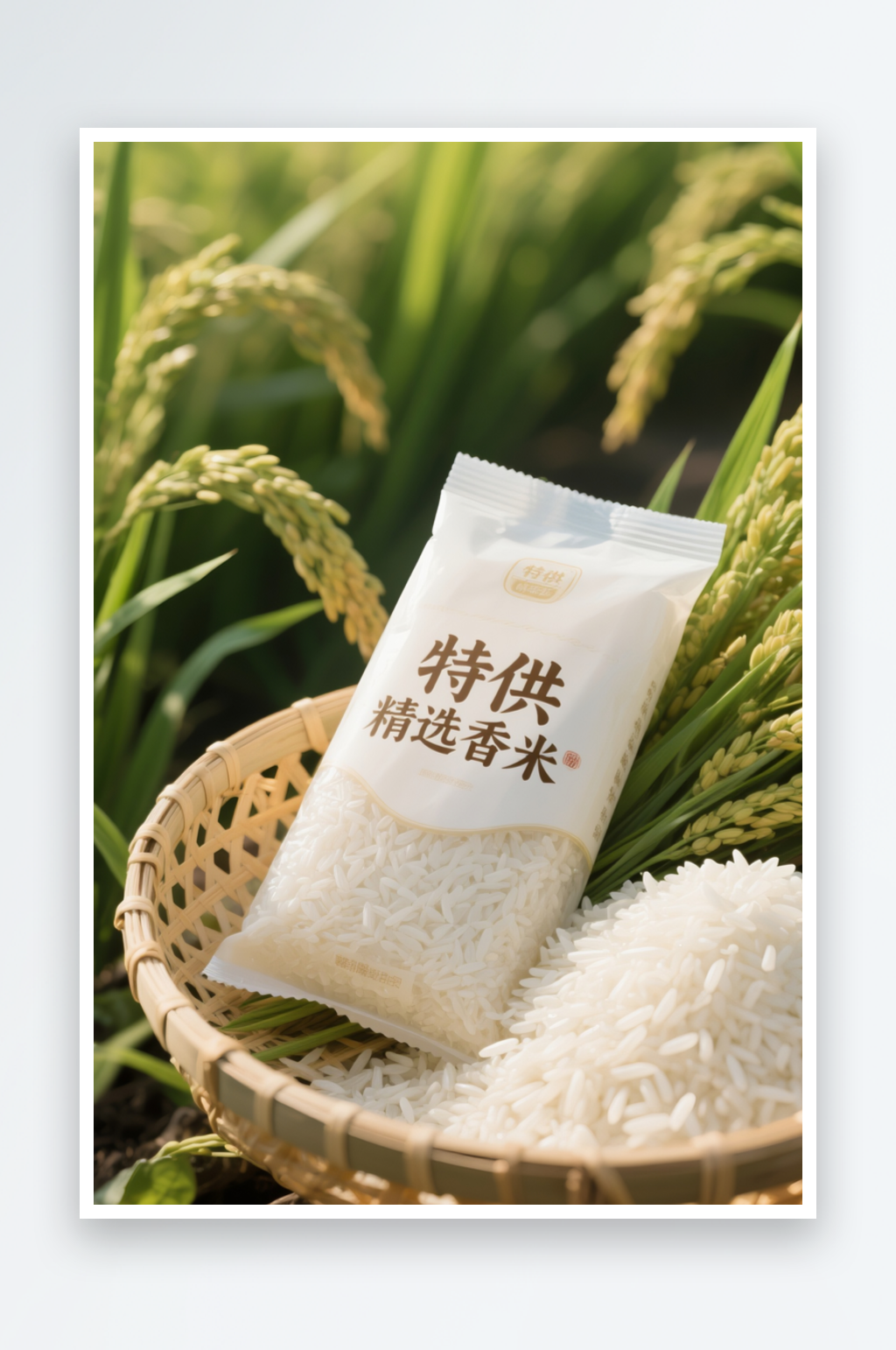 稻谷大米米饭包装礼盒设计样机摄影图素材