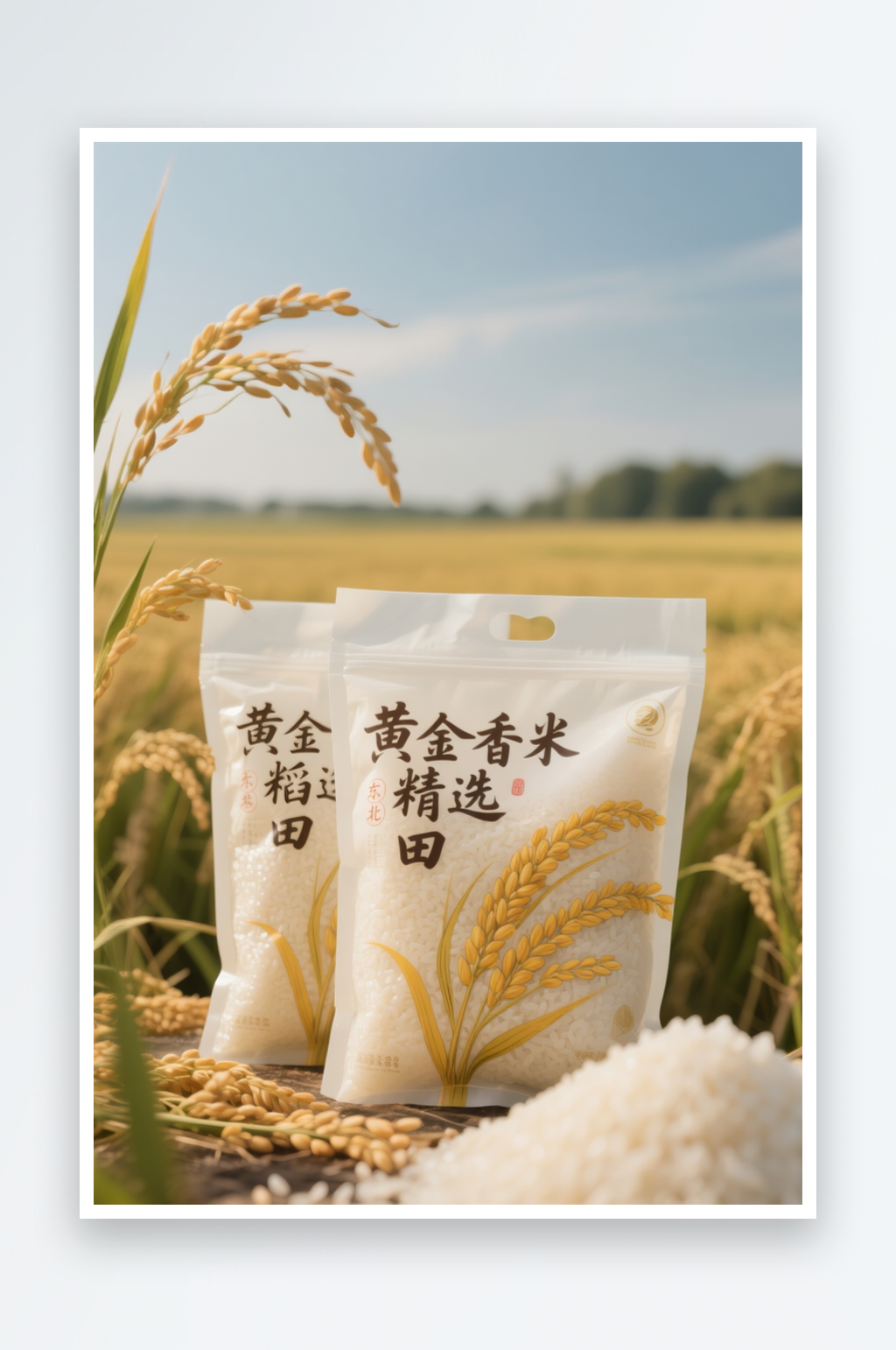 袋装大米米饭包装礼盒设计样机摄影图素材