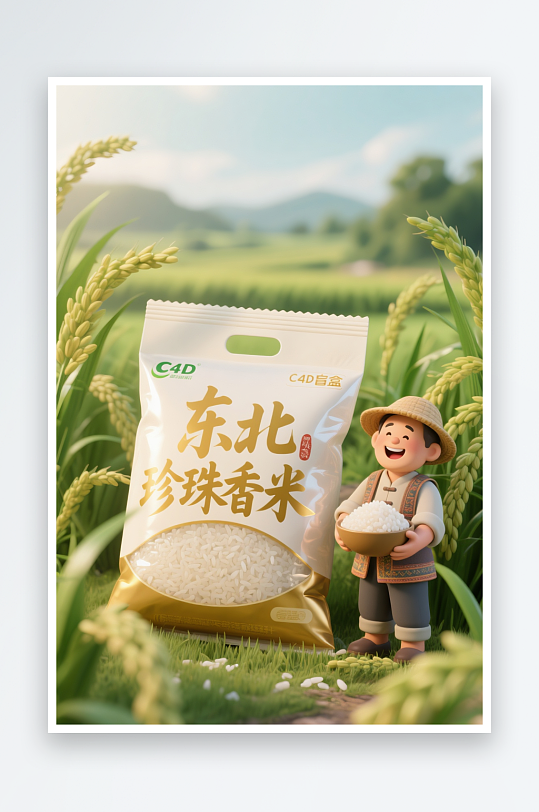 大米米饭包装礼盒设计样机人物摄影图-众图网