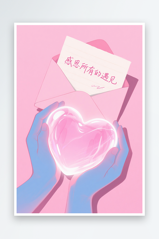 信封感恩节爱心插画背景图-众图网