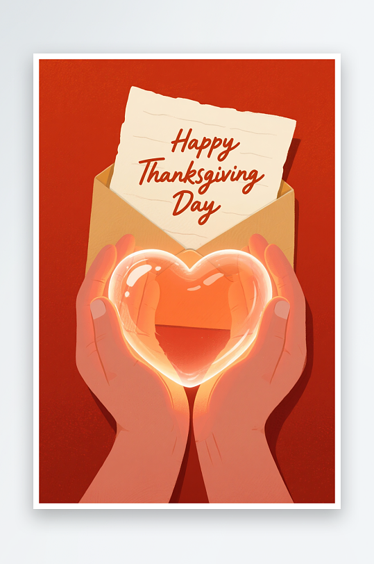信封感恩节爱心插画背景图-众图网