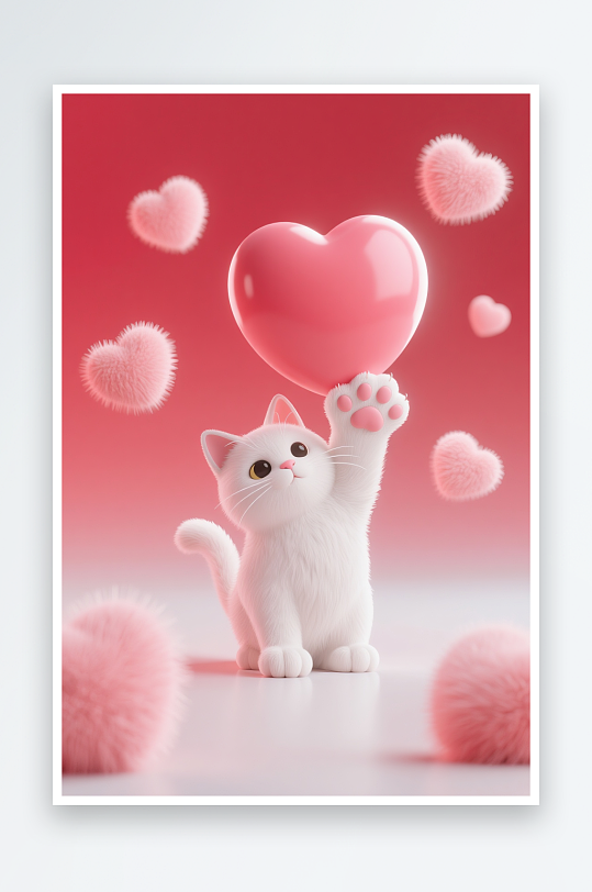 猫爪感恩节爱心插画背景图-众图网