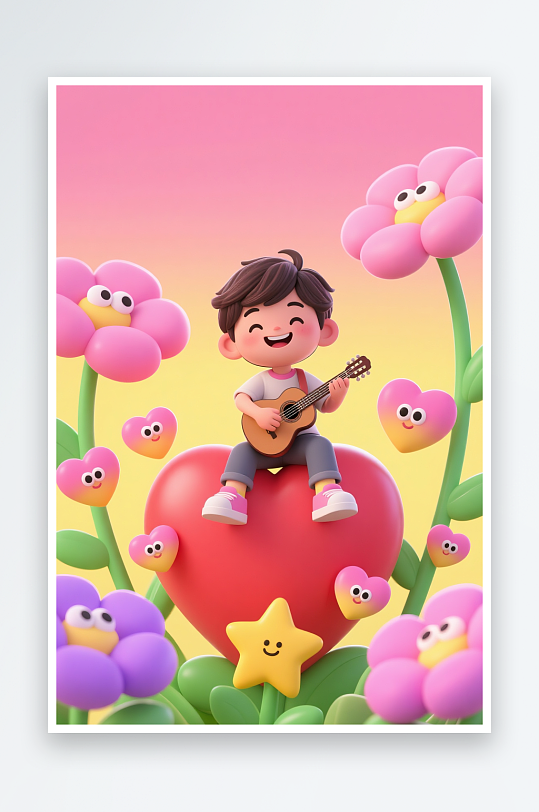 感恩节鲜花人物爱心插画-众图网