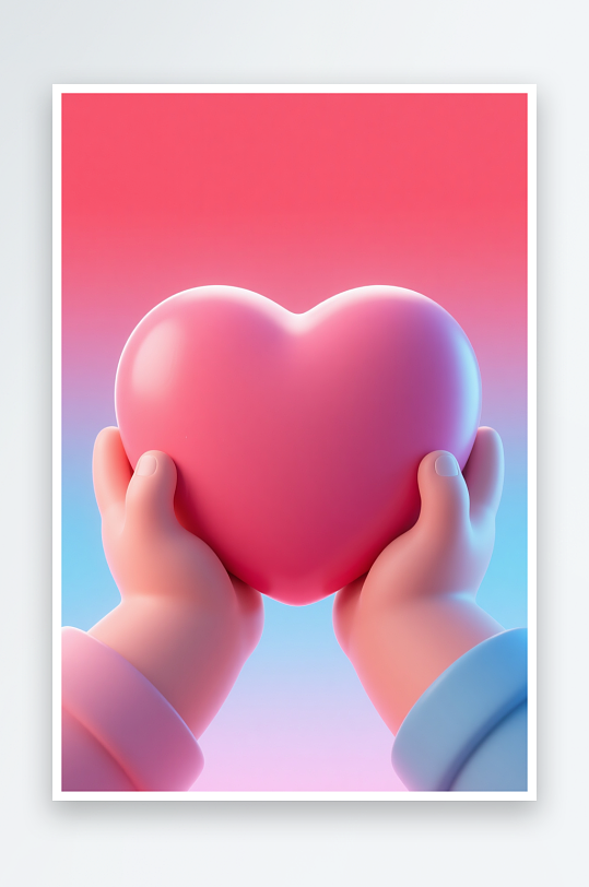 感恩节立体手捧爱心模型插画-众图网