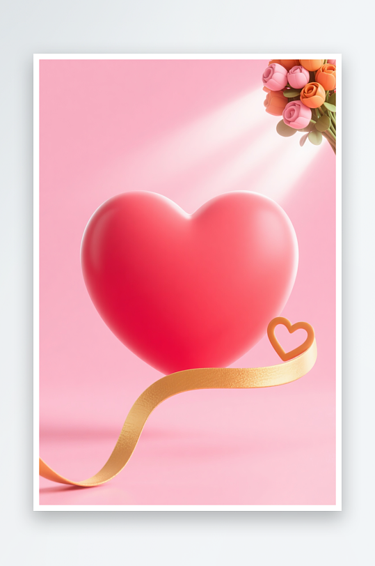 感恩节立体红色爱心模型插画-众图网