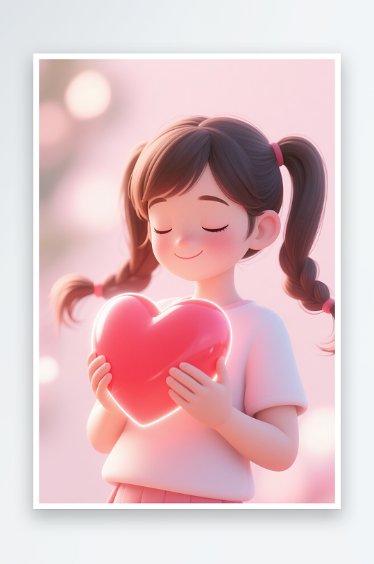 感恩节立体爱心人物模型插画-众图网