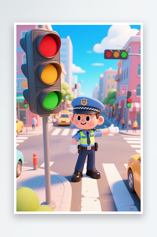 交通安全交警人物插画-众图网