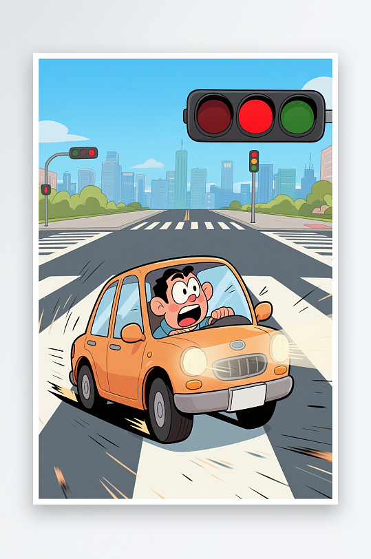交通安全超速闯红灯插画-众图网