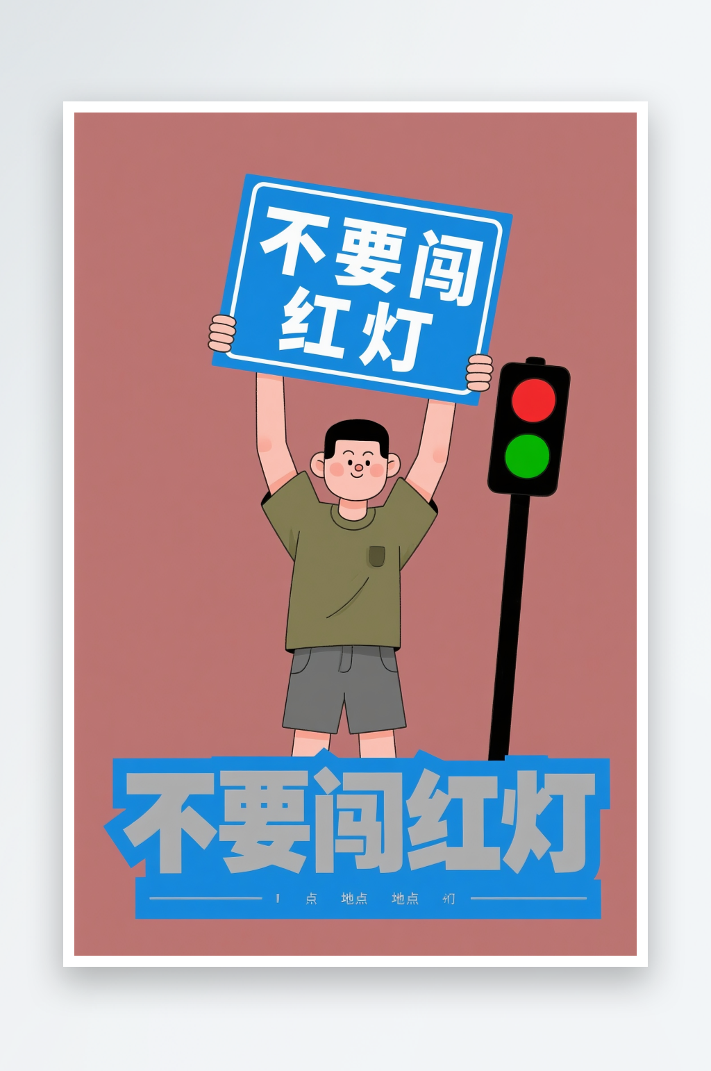 交通安全不要闯红灯人物插画素材