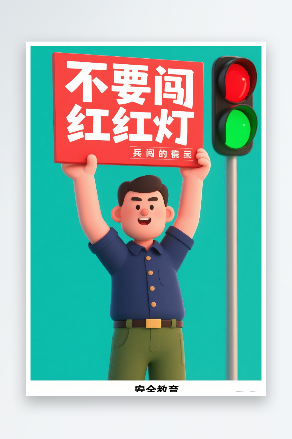 交通安全不要闯红灯人物插画素材