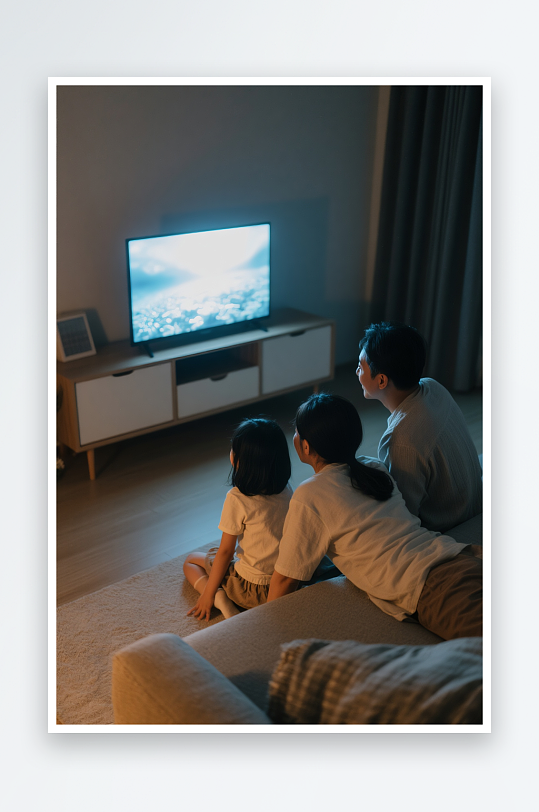 温馨看电视人物摄影图-众图网