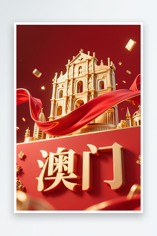 澳门MACAO回归纪念日插画元素背景图-众图网