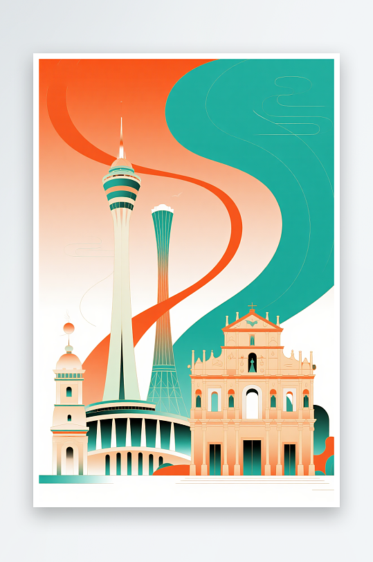 澳门MACAO回归纪念日插画元素背景图-众图网