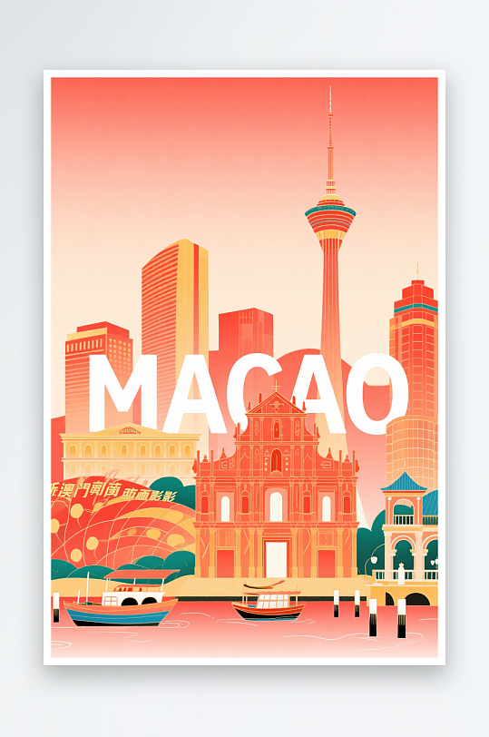 澳门MACAO回归纪念日插画元素背景图-众图网