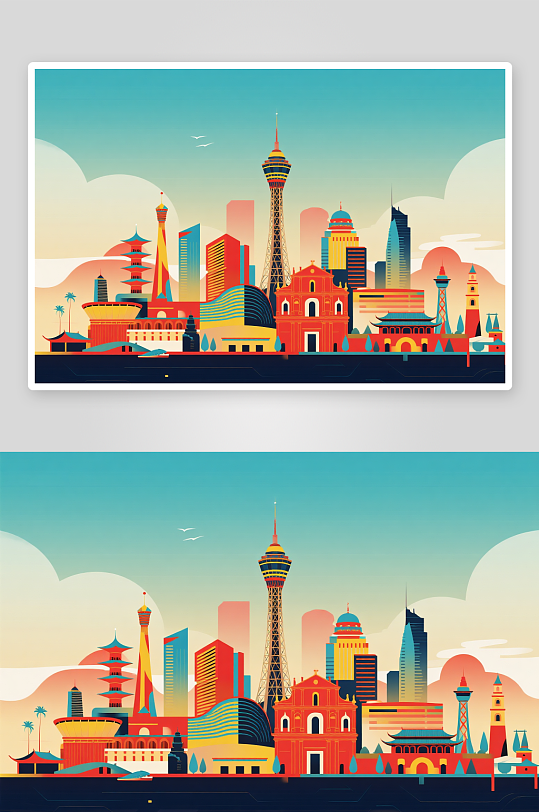 澳门MACAO回归纪念日插画元素背景图-众图网