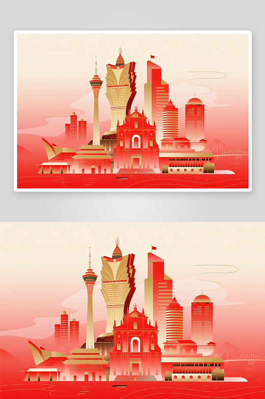 澳门MACAO回归纪念日插画背景图素材-众图网