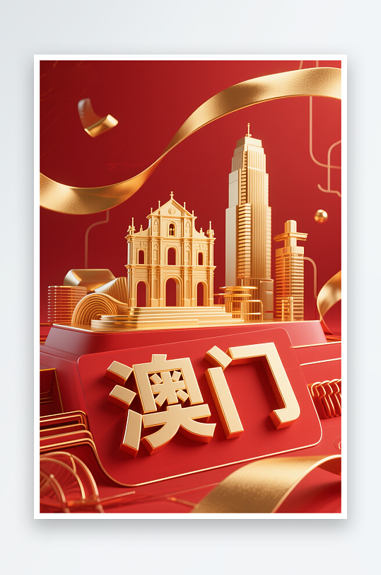 澳门MACAO回归纪念日插画背景图素材-众图网