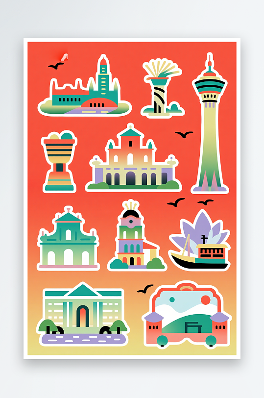 澳门MACAO回归纪念日插画背景图素材-众图网