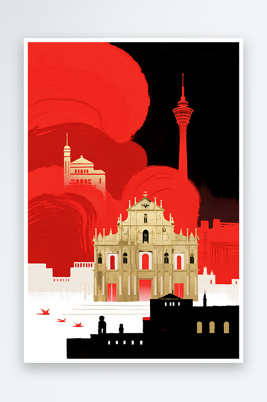 澳门MACAO回归纪念日插画背景图素材-众图网