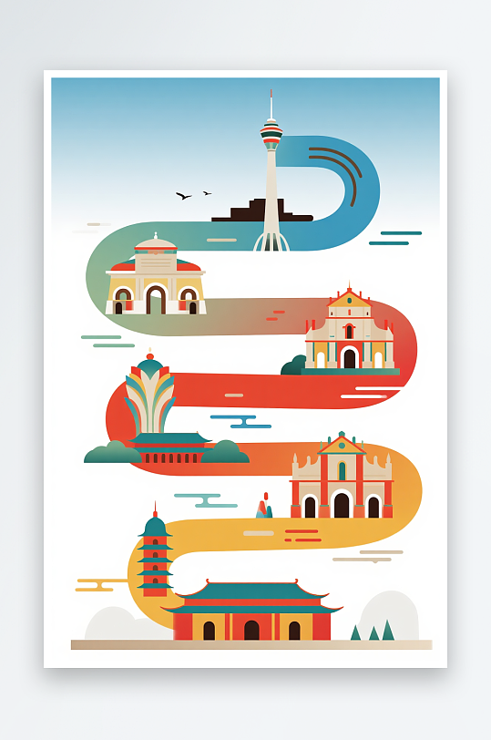 澳门MACAO回归纪念日插画背景图素材-众图网