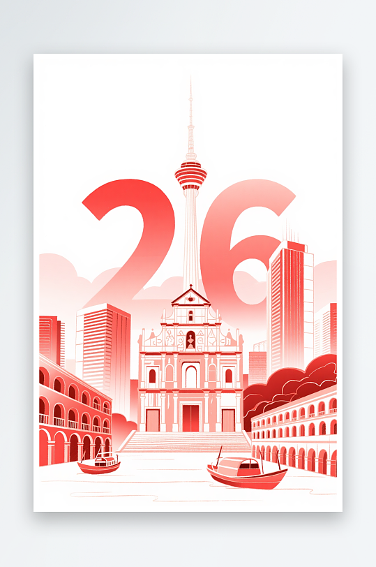 澳门MACAO回归纪念日插画背景图图片-众图网