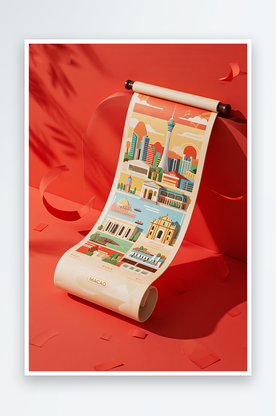 澳门建筑主题插画设计元素背景图-众图网