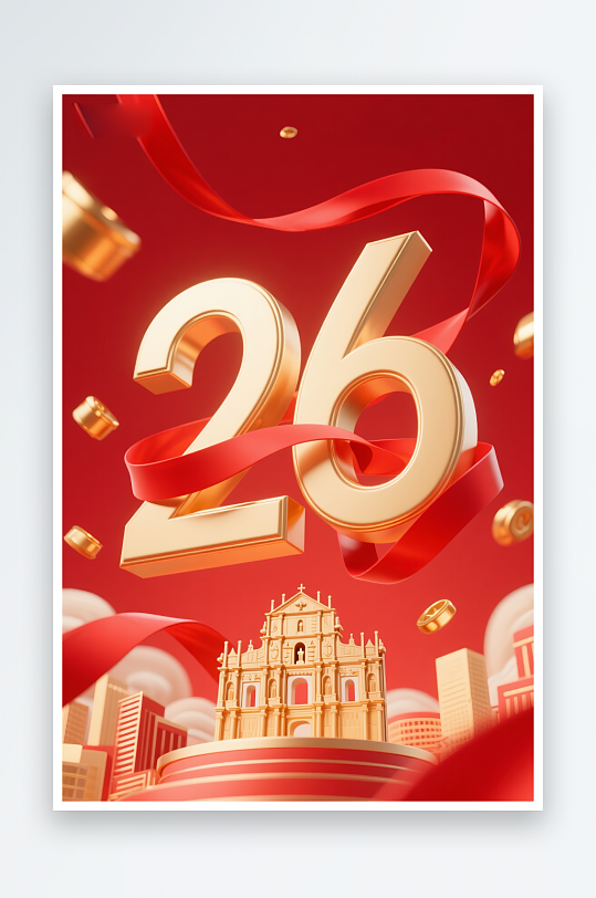 澳门城市建筑主题插画设计元素背景图-众图网