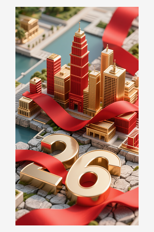 澳门城市建筑主题插画设计元素背景图-众图网