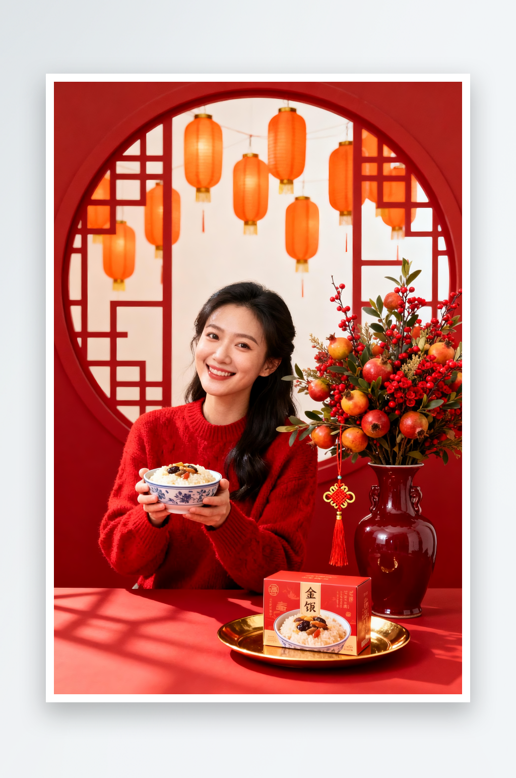 八宝饭美食女生人物摄影图素材