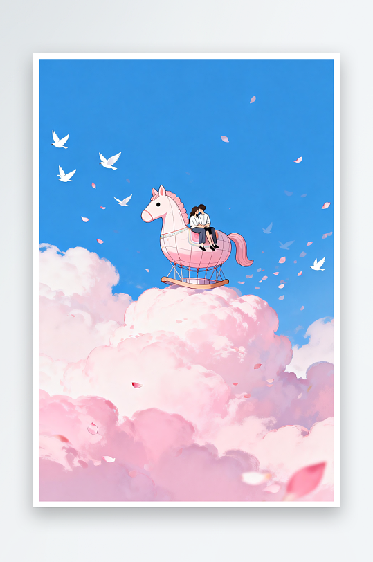 甜蜜小马马年情人节插画-众图网