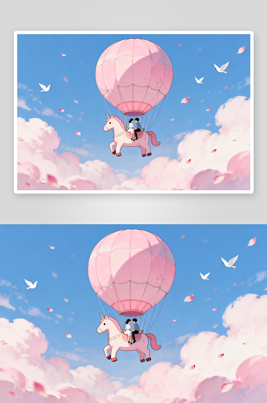 甜蜜小马马年情人节插画-众图网