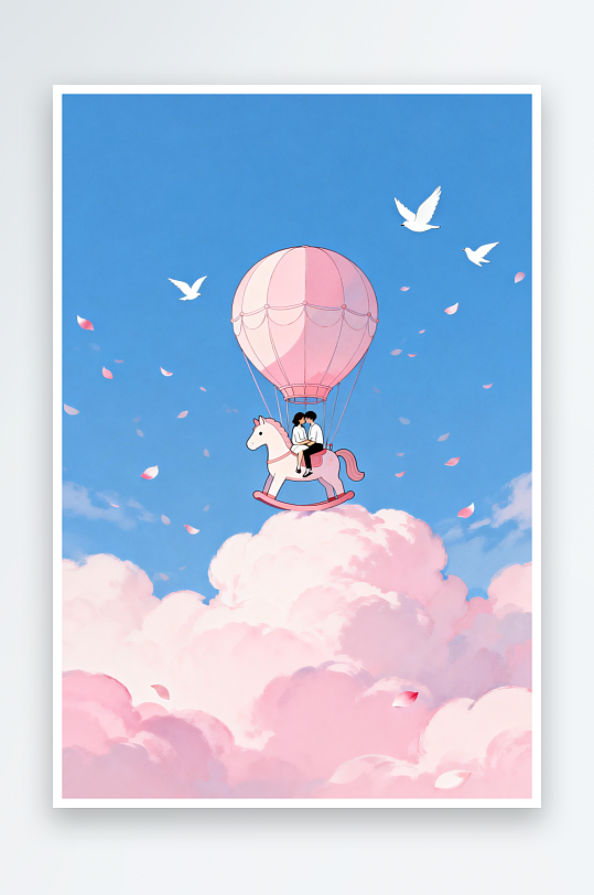 甜蜜小马马年情人节插画-众图网