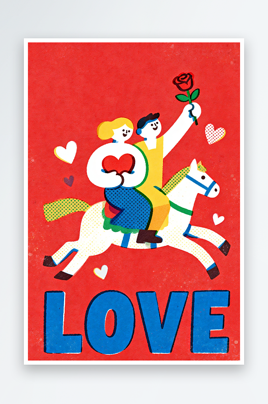 情侣人物马年情人节插画-众图网