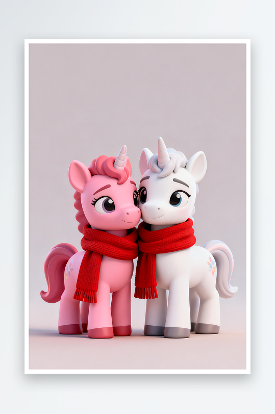 立体小马模型马年情人节插画-众图网