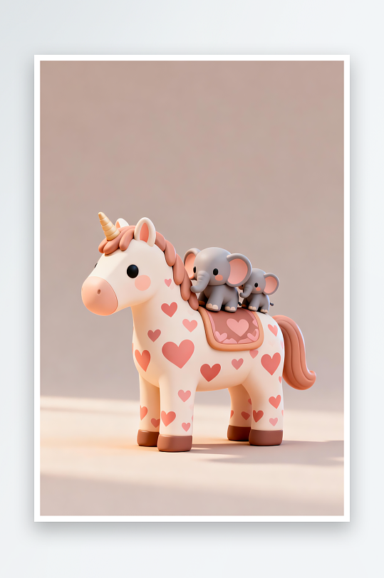 卡通小马马年情人节插画-众图网