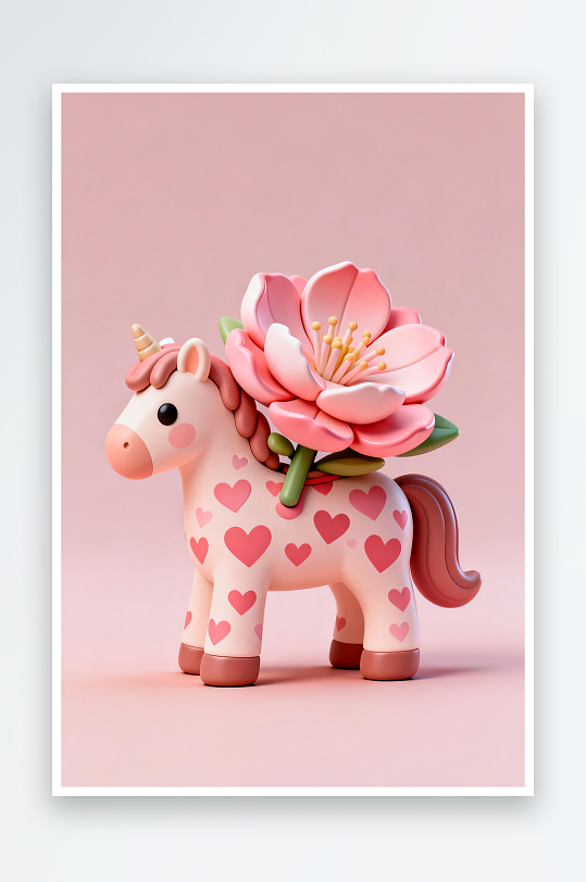 卡通小马马年情人节插画-众图网