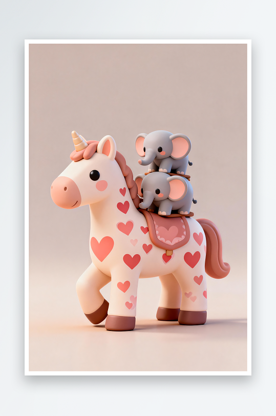 卡通小马马年情人节插画-众图网