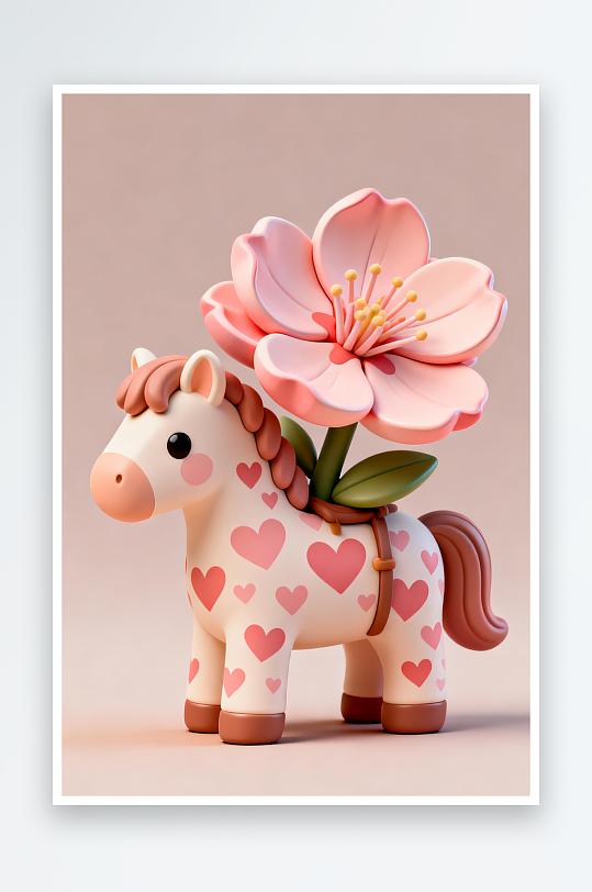 卡通小马马年情人节插画-众图网