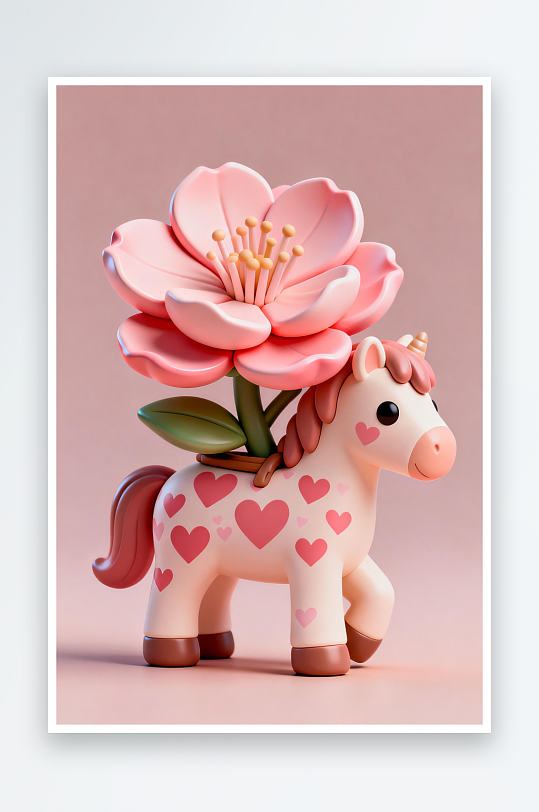 卡通小马马年情人节插画-众图网