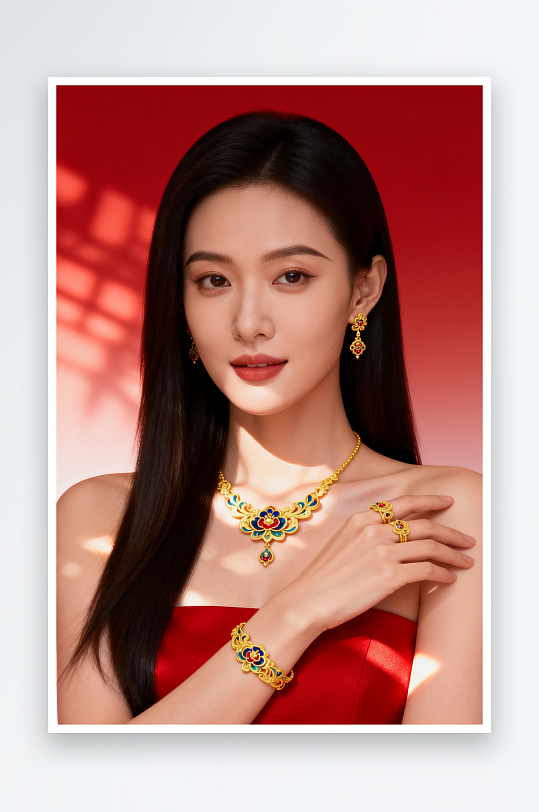 珠宝模特新年春节珠宝首饰黄金美女人物摄影-众图网