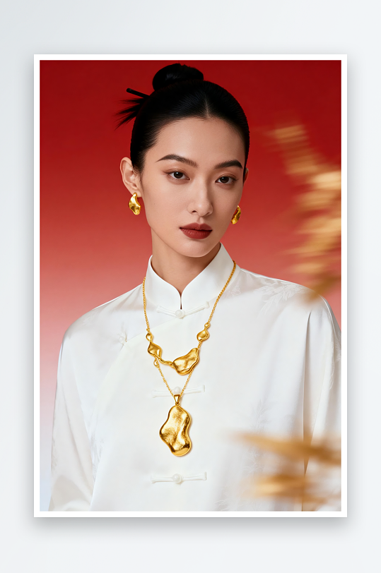 珠宝模特新年春节珠宝首饰黄金美女人物摄影-众图网