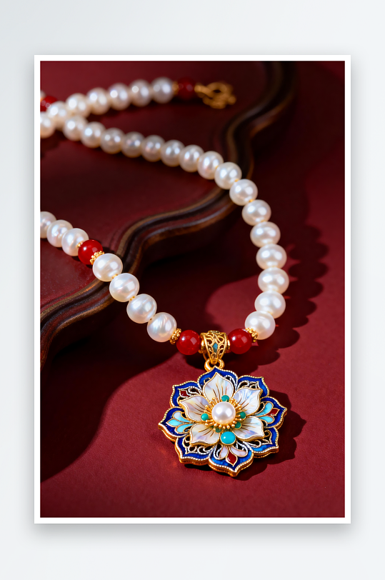 珍珠项链新年春节珠宝首饰黄金摄影图-众图网