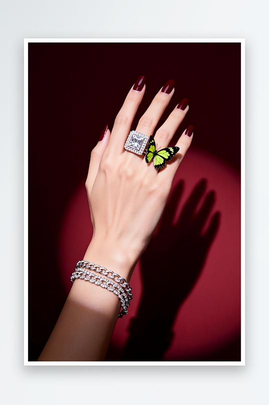 手部展示精致马年新年春节珠宝首饰黄金摄影-众图网