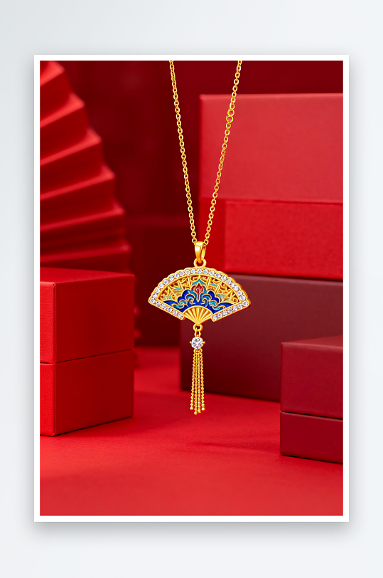 时尚精致项链新年春节珠宝首饰黄金摄影图-众图网