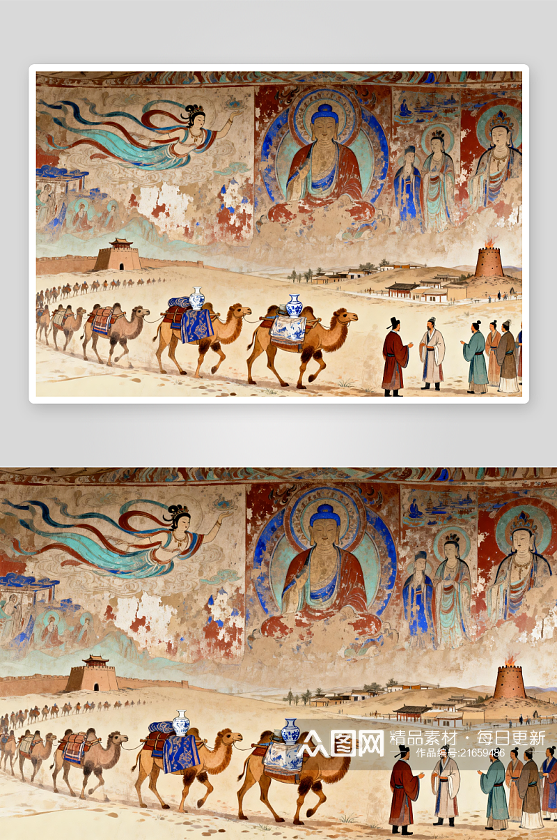 高级国风敦煌飞天仙女插画素材下载-众图网