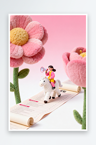 企业马年春季招聘卡通立体小马插画