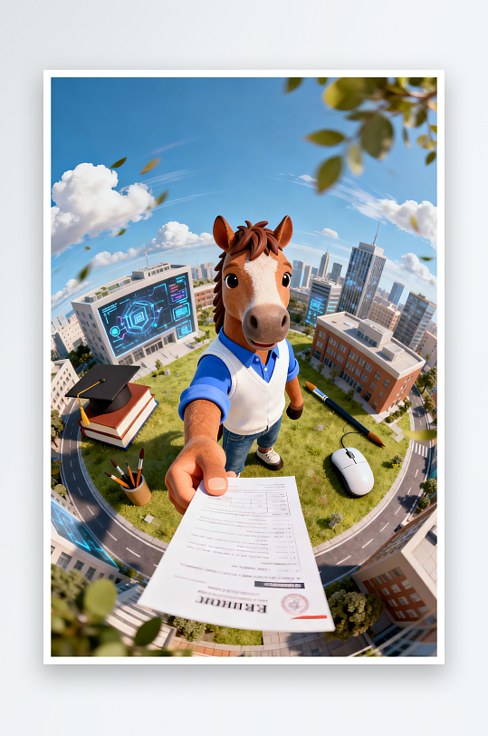 创意拟人化企业招聘卡通小马插画-众图网